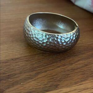 Hammered Metal Dome Bangle Bracelet in Gold Tone
